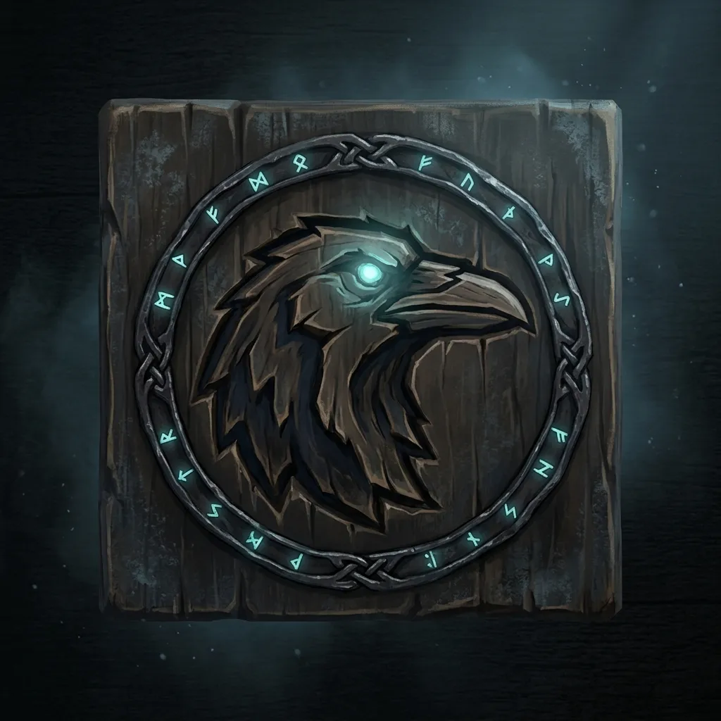 HuginBot, a raven marked with glowing runes